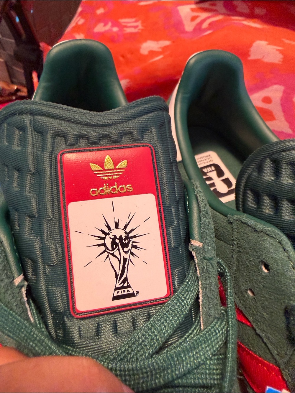adidas Green Suede Sneakers with Red Logo Patch
